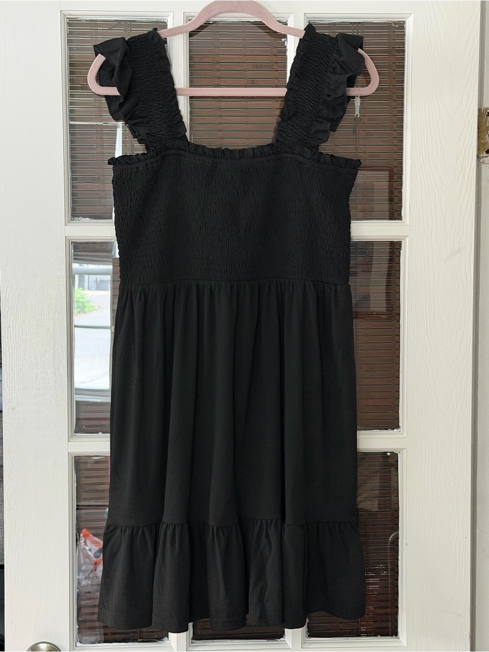 NWT Anrabess Women’s XL Black Sleeveless Square Neck Smocked Dress | SKU 0427